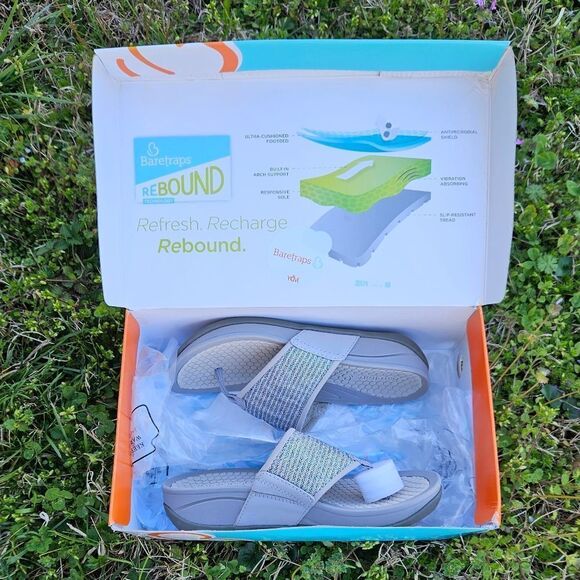 BareTraps Silver Sequins Open Toe Sandals Size 6.5 - Picture 9 of 13